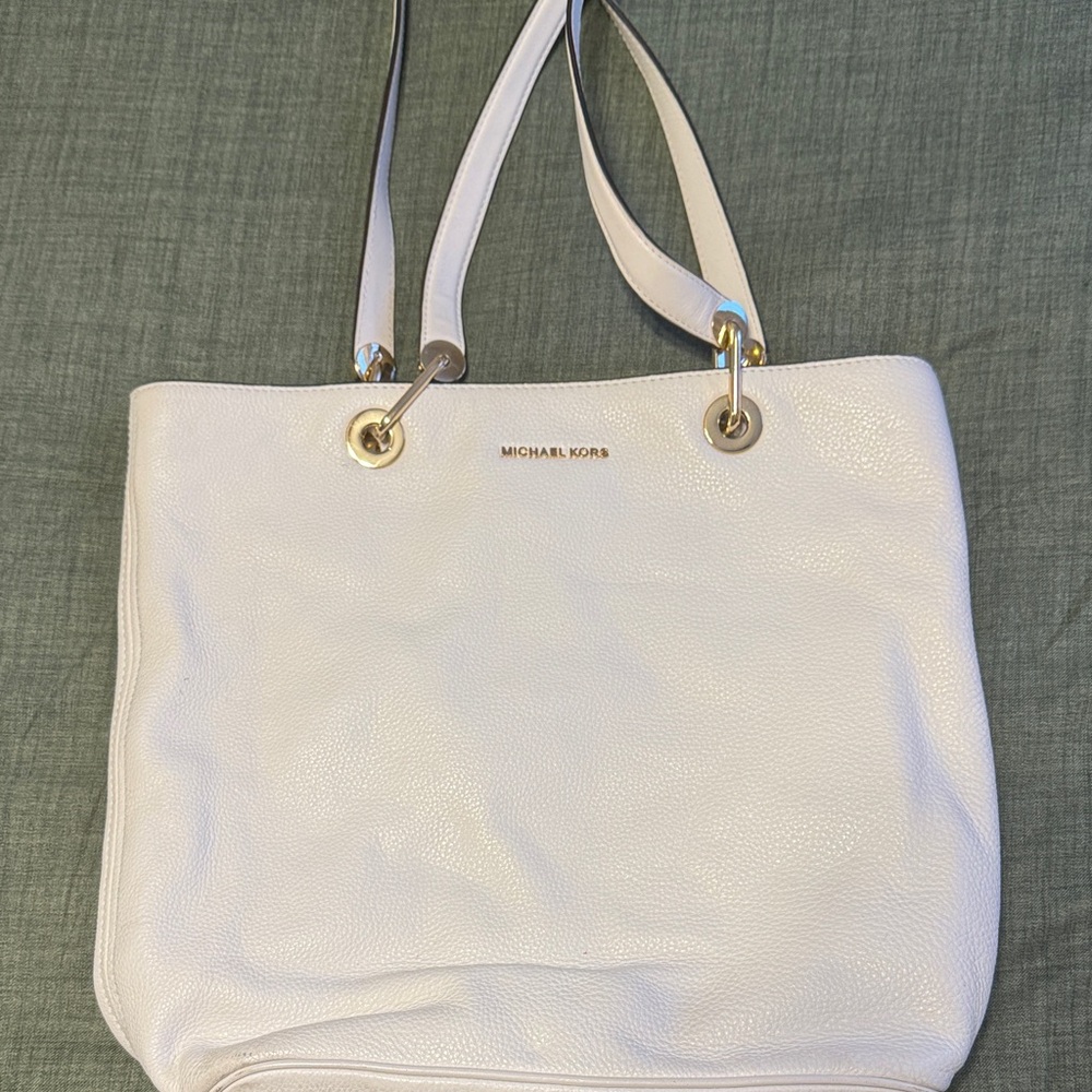Michael Kors Cream Shoulder Bag with Gold Accents